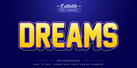Yellow dreams text, editable text effect.
