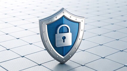 Digital Shield with Padlock - Security and Data Protection Concept