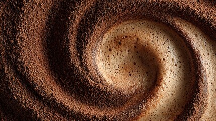 Abstract Swirl Close Up Texture of Cocoa and Creamy Foam