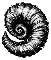 Obraz premium Hand drawn line art illustration of a nautilus shell depicting its intricate spiral structure for marine life and nature designs