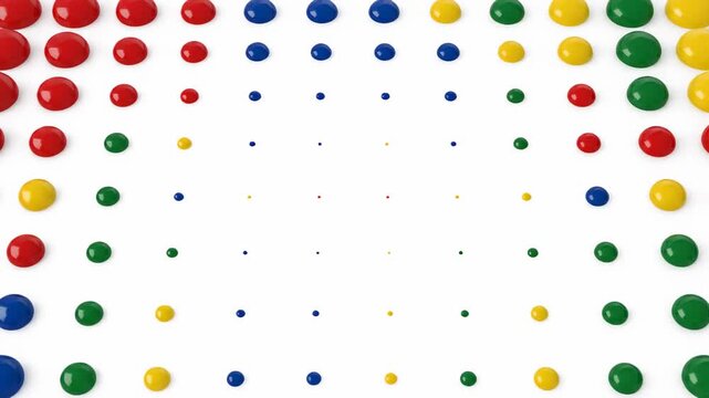 Colorful rounded objects arranged in a repeating pattern against white background