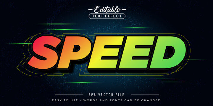 Neon speed text, editable text effect.