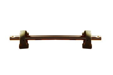Metal axle tube with cog-wheel, horizontal. On isolated transparent background.