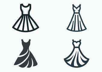 Womens clothes, black and white vector silhouette