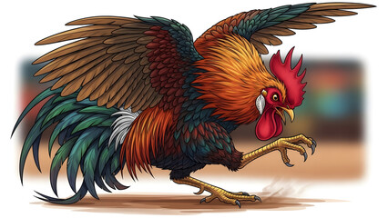 Dynamic image of two roosters in a cockfight