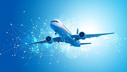 flying airplane abstract concept vector illustration