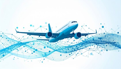 flying airplane abstract concept vector illustration