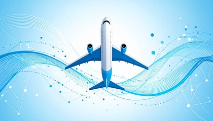 flying airplane abstract concept vector illustration