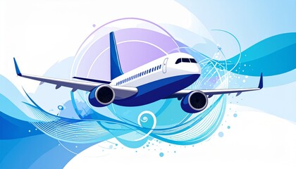 flying airplane abstract concept vector illustration