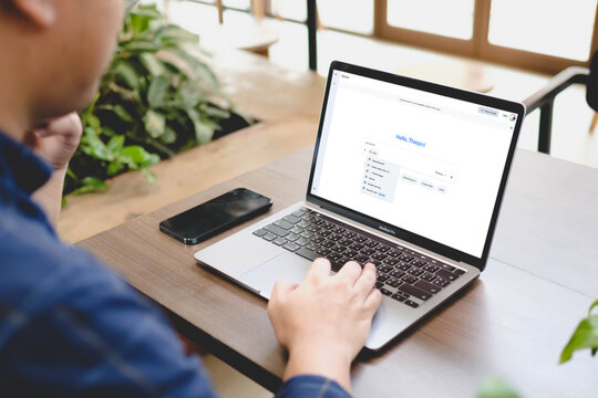 Bangkok, Thailand. JAN,5 2025 ; A person using the Google Gemini AI chatbot on a MacBook Pro laptop for assistance with tasks.