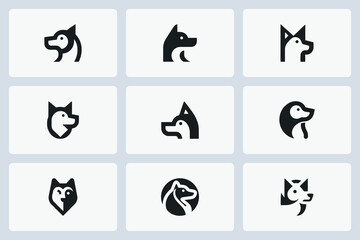 Modern Dog Head Logo Collection for Branding and Apps