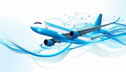 flying airplane abstract concept vector illustration