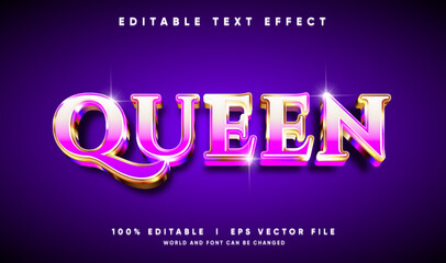 queen vector text effect with modern style