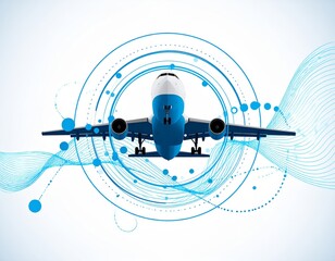 flying airplane abstract concept vector illustration