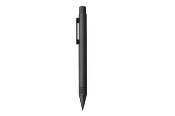 Black matte ballpoint pen writing instrument on transparent background