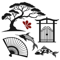 Japanese garden silhouettes