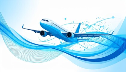 flying airplane abstract concept vector illustration