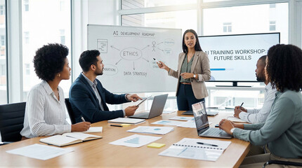 Professional training workshop on future skills in business office environment interactive presentation collaborative learning