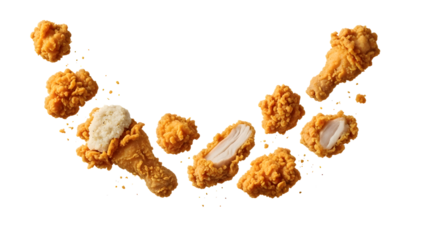 Crispy fried chicken strips isolated on transparent background