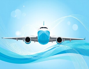 flying airplane abstract concept vector illustration