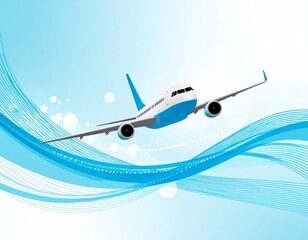flying airplane abstract concept vector illustration