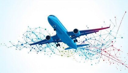 flying airplane abstract concept vector illustration