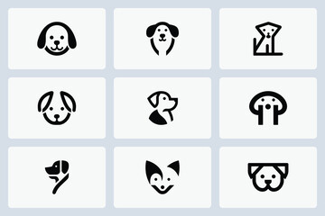 Elegant Cute Dog Icon Set for Branding and Web Design