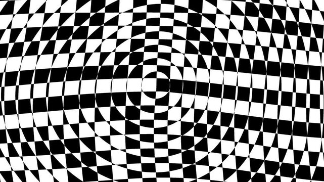 Abstract Optical Illusion Black and White Checkerboard Circles Motion Background