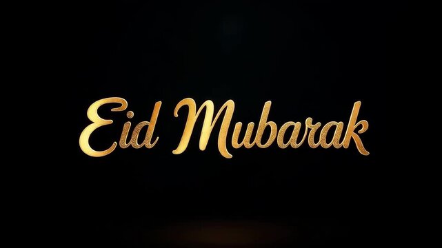 Elegant Cursive Gold Eid Mubarak with Sparkle Effects