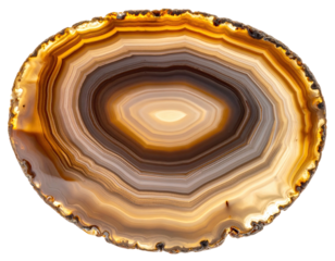 Polished agate slice reveals concentric banded patterns