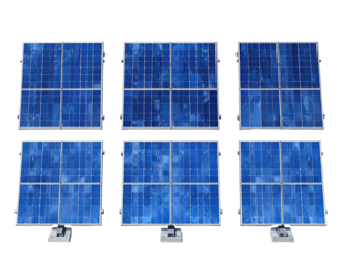 Solar array of six blue rectangular panels