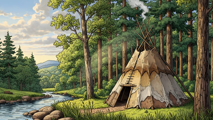 Traditional native american dome shaped dwelling