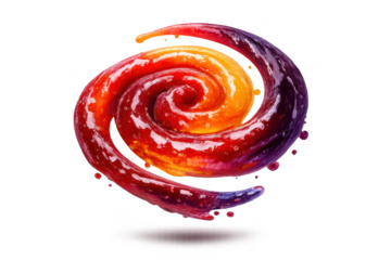 Colorful Liquid Spiral, isolated with transparent background effect art