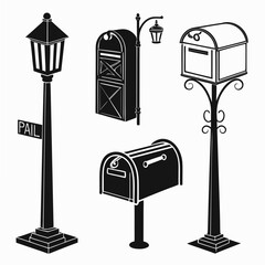 Classic mailboxes and lamp posts