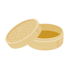 蓋を立てかけたせいろのイラスト