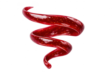 Raspberry jelly, twisted, with transparent background, glossy texture.