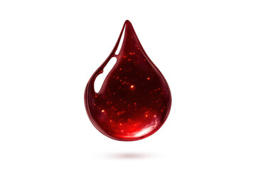 Obraz premium Glossy red liquid drop, dark fluid, isolated with a transparent background
