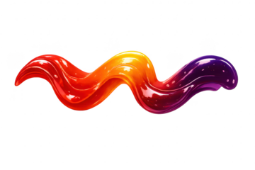 Colorful fluid wave on transparent background gradient abstract design.