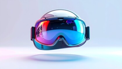 Sleek, futuristic headset floats in a soft, gradient-lit studio scene