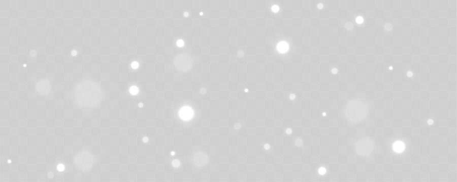 Radiant silver dust glows with sparkle, white glitter, shimmer, twinkle across blurred bokeh, surrounded sparks, luminous highlights, soft flare for Christmas, New Year mood. PNG vector illustration.