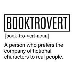 Booktrovert Definition Quote Minimal Typography for Book Lovers and Readers