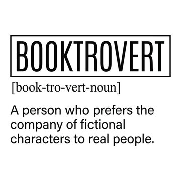 Booktrovert Definition Quote Minimal Typography for Book Lovers and Readers