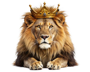 lion with a crown head isolated on white background  PNG ,AI GENERATED