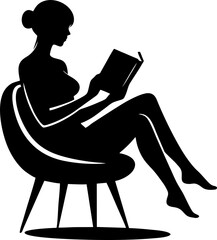 Fototapeta premium Woman Reading Silhouette in Lounge Chair