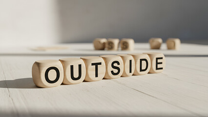 Outside Time: Wooden Blocks Spelling OUTSIDE
