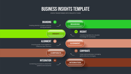 Sales Briefing Five Step Diagram Slide Template. Marketing Review 5 Option Infographic Presentation Design. Creative Proposal Frame Layout Vector Illustration.