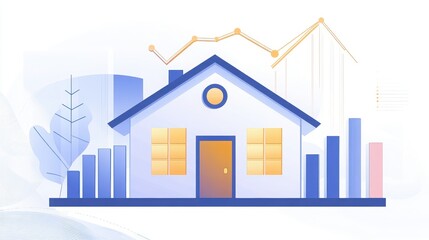 Investment Portfolio Growth Illustration Featuring House and Financial Assets
