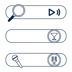 Search UI Button Icons Vector with Filter and Voice Search