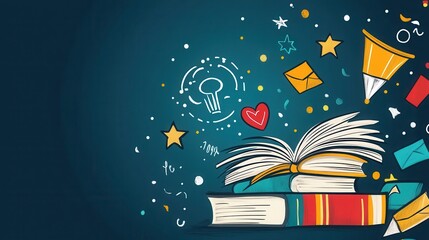 International Day of Education Celebration Artwork With Learning Symbols