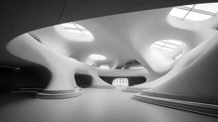 Modern architectural marvel with curved design elements